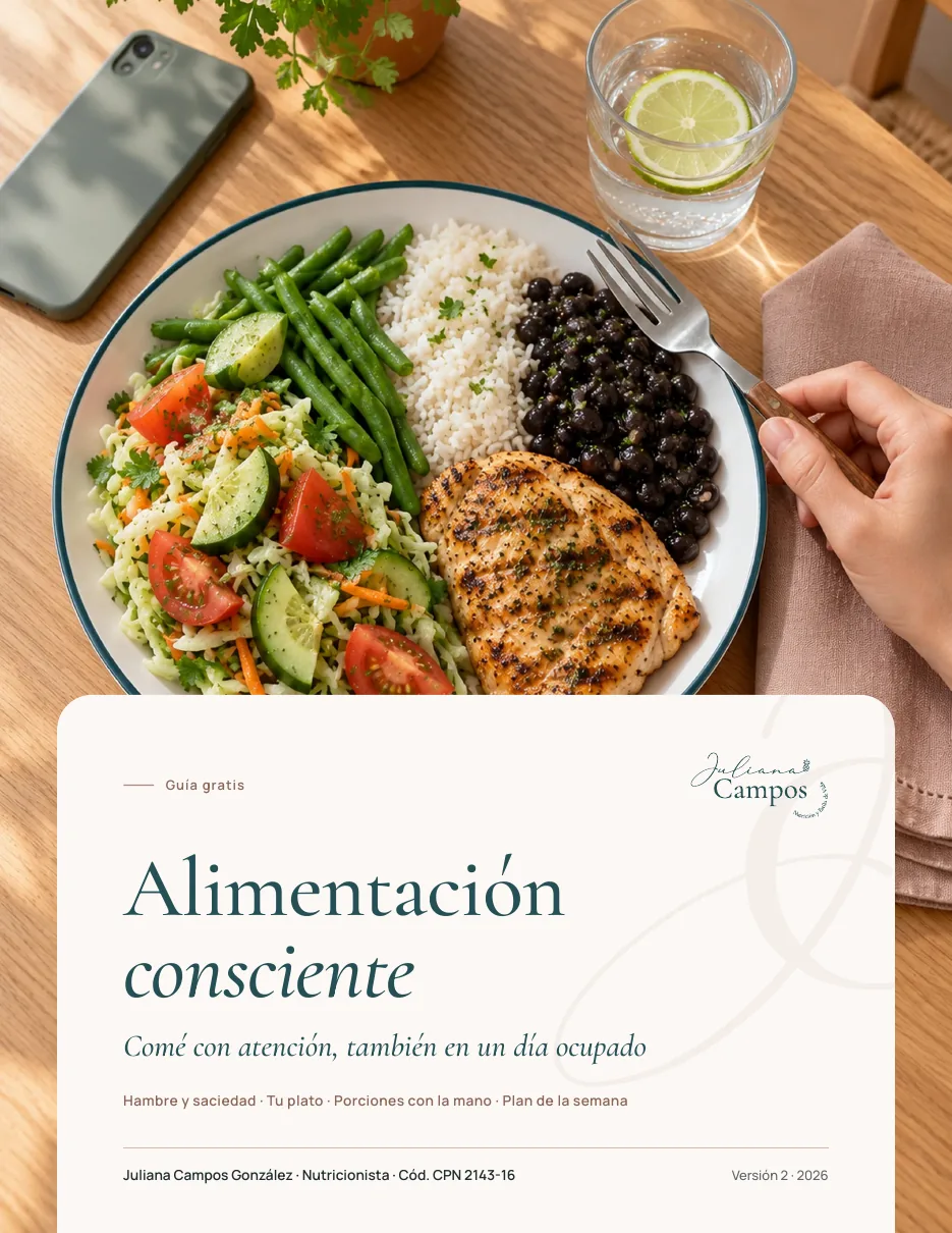 Portada de la guía Alimentación consciente, de Juliana Campos