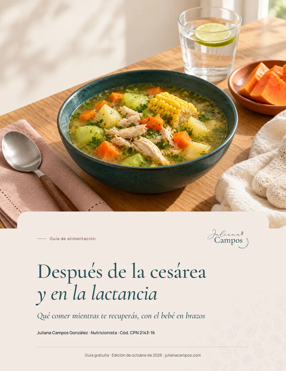 Portada de la guía Después de la cesárea y en la lactancia, de Juliana Campos